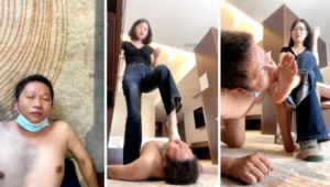 【甜味药丸】牛仔裤女神胯下辱-喂口水-97LZTDGXFC-00000313271544