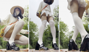 南瓜JK制服鞋过膝袜踩小龙虾 全身视角-97LZTDGXFC-00000313271718